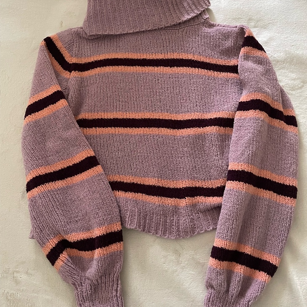 Wild Fable Lavender and Peach Striped Turtleneck Sweater